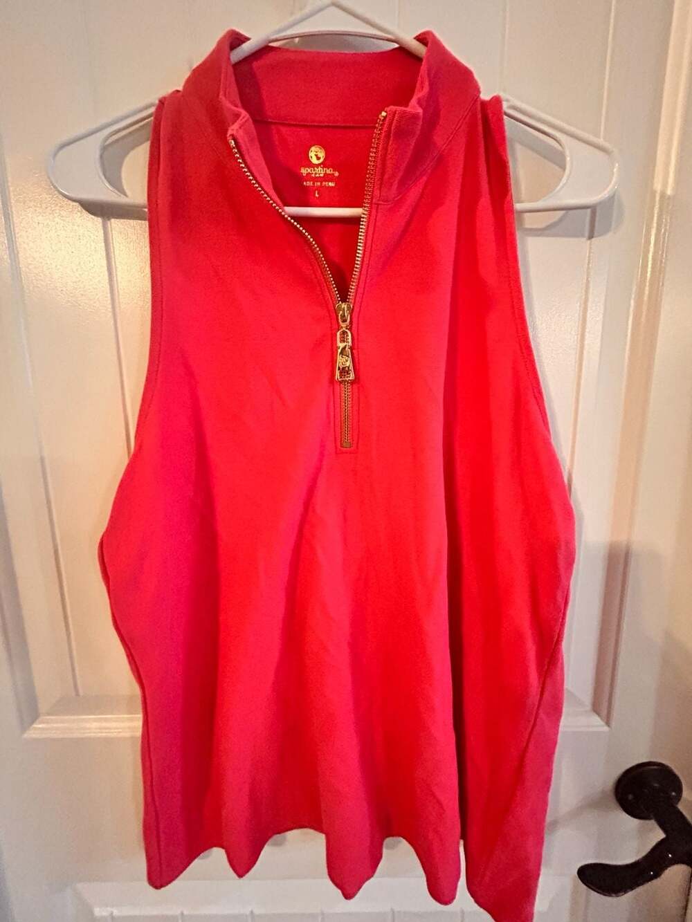 Spartina 449 Nellie Pink Sleeveless Zip Top Mock Neck